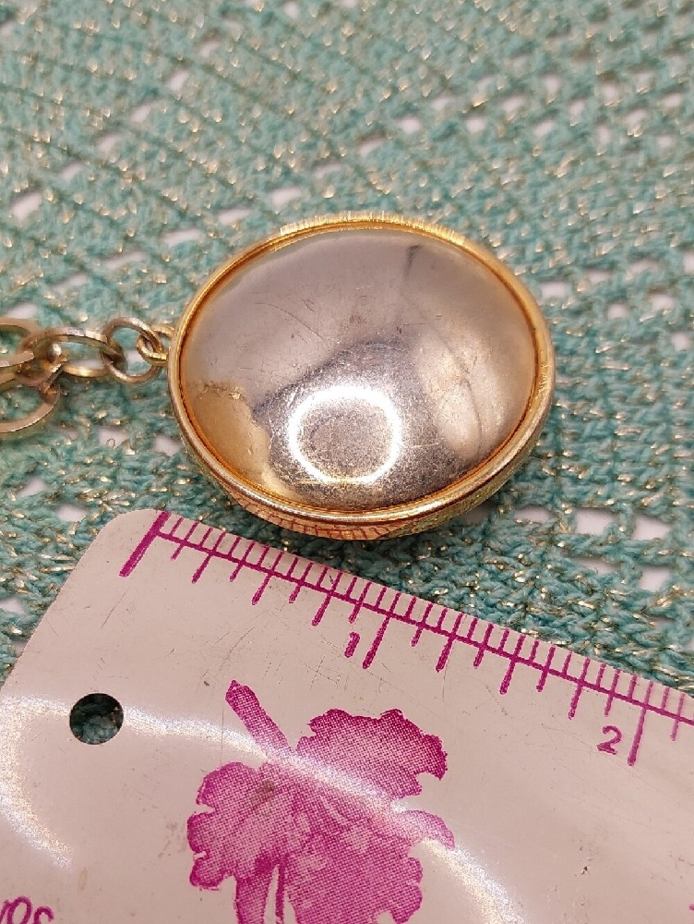 GUESS Blingy AB Gold-Tone Long Pendant Necklace with Cream Enamel Locket - Picture 5 of 14